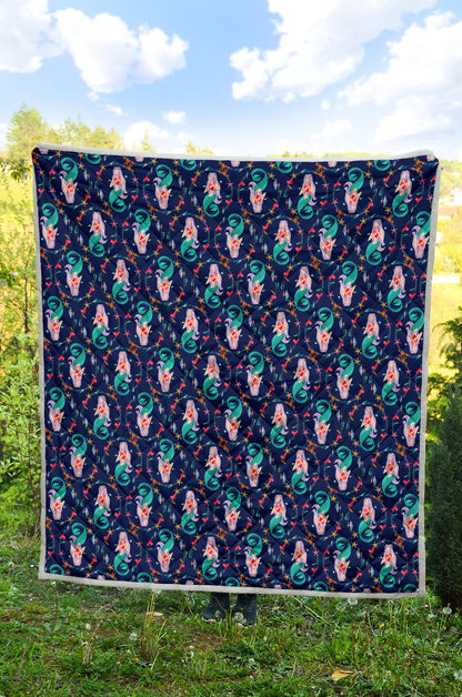 Mermaid Girl Cute Design Print Quilt Bedspread