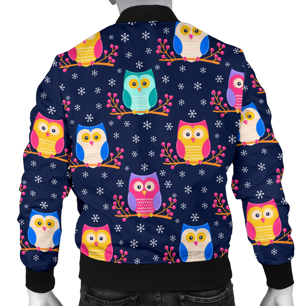 Owl Cute Themed Design Print Men Bomber Jacket