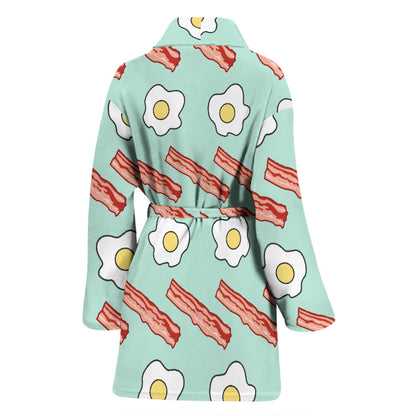 Bacon Sausage Pattern Print Design 01 Women Bathrobe
