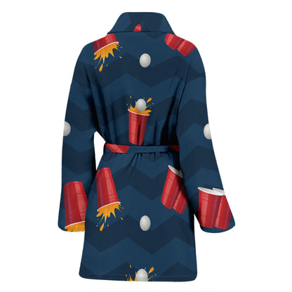 Beer Pong Pattern Print Design 01 Women Bathrobe
