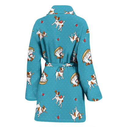Russell Terriers Playing Print Design LKS305 Women Bathrobe