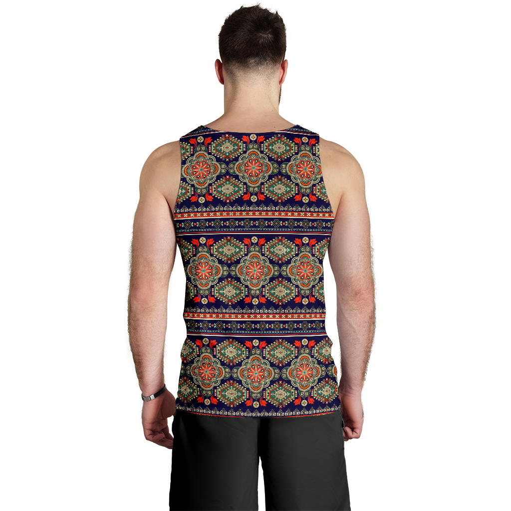 Ethnic Geometric Print Pattern Men Tank Top
