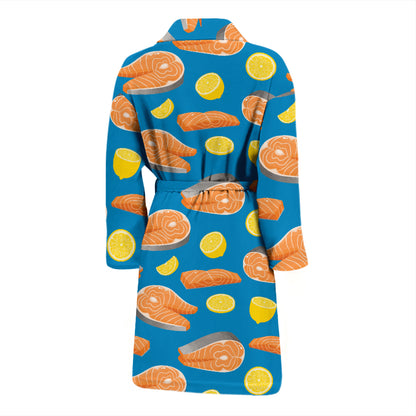 Salmon Steak With Lemon Print Design LKS308 Men Bathrobe