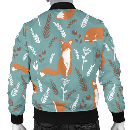 Fox Forest Print Pattern Men Bomber Jacket