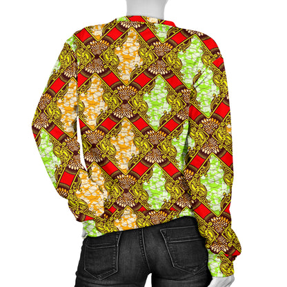 African Classic Print Pattern Women Long Sleeve Sweatshirt