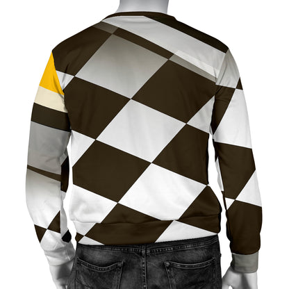 Checkered Flag Racing Style Men Long Sleeve Sweatshirt