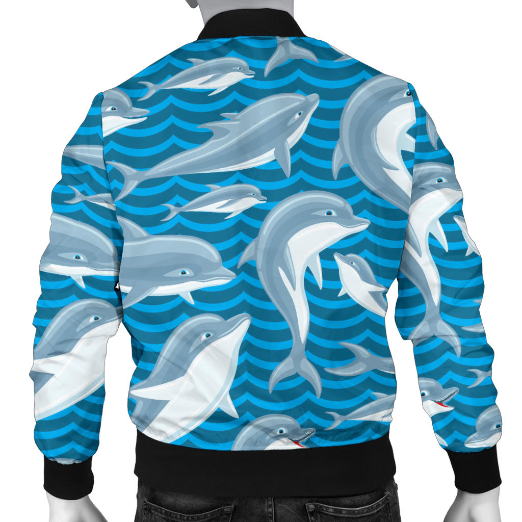 Dolphin Cute Print Pattern Men Bomber Jacket