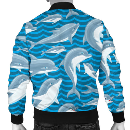 Dolphin Cute Print Pattern Men Bomber Jacket