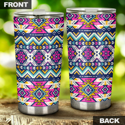 Aztec Pink Geometric Print Pattern Tumbler