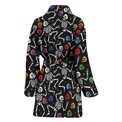 Skeleton Print Design LKS307 Women Bathrobe