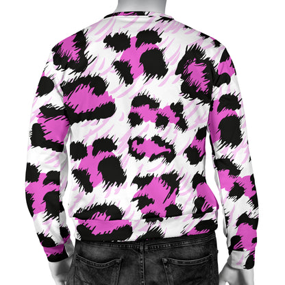Leopard Pink Skin Print Men Long Sleeve Sweatshirt