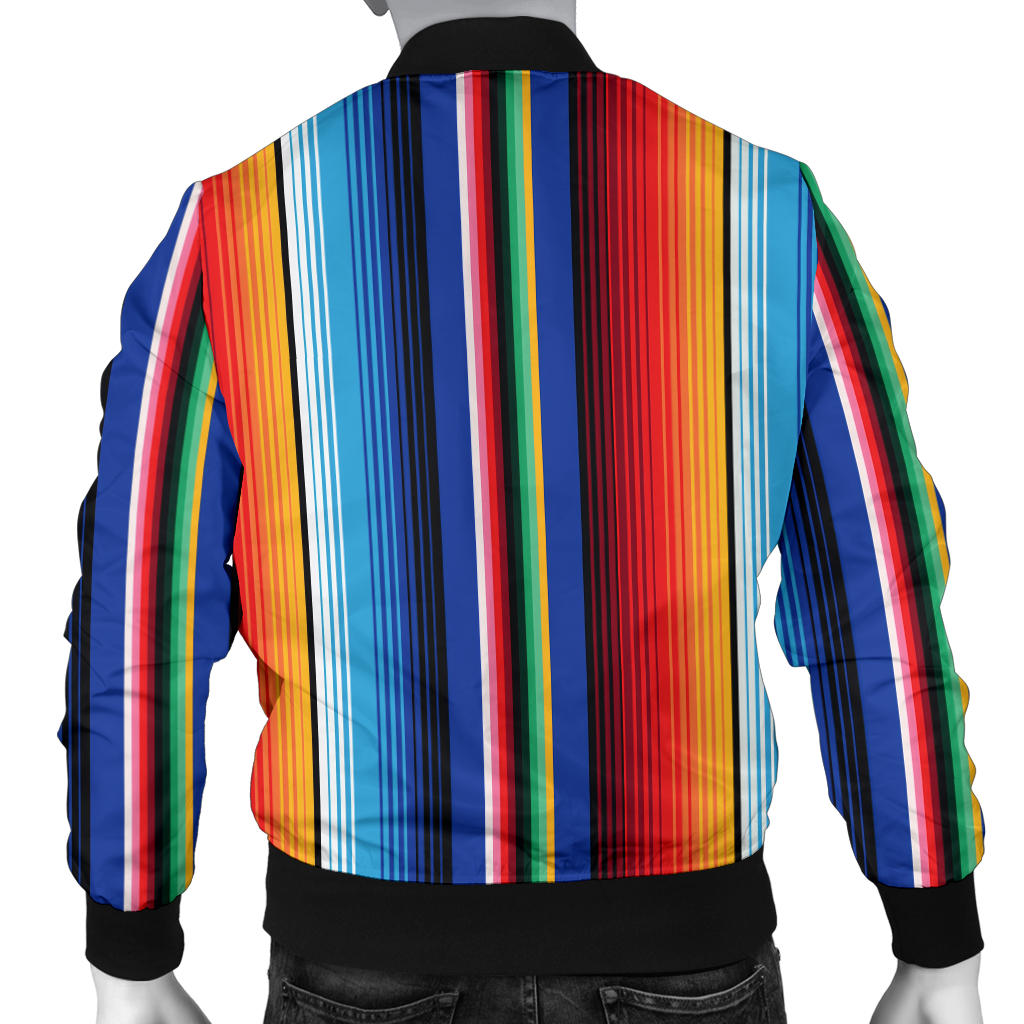 Mexican Blanket Stripe Print Pattern Men Bomber Jacket