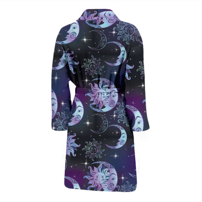 Sun Moon Print Design LKS303 Men Bathrobe