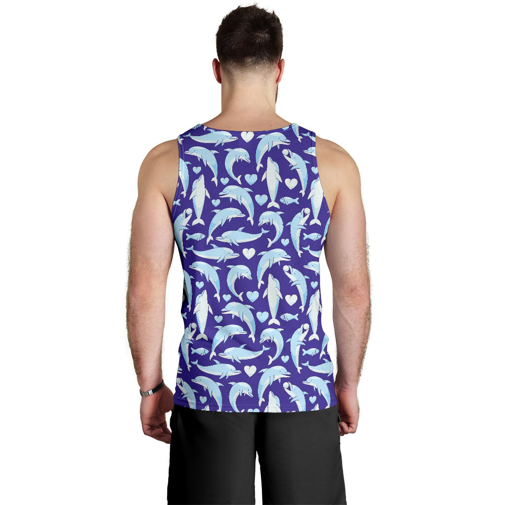 Dolphin Smile Print Pattern Men Tank Top