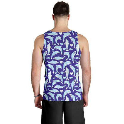 Dolphin Smile Print Pattern Men Tank Top
