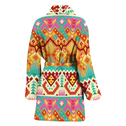 Aztec Pattern Print Design 03 Women Bathrobe