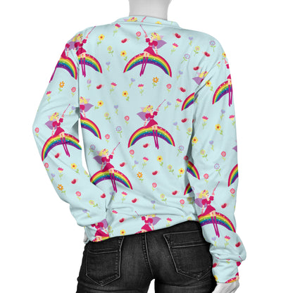 Fairy with Rainbow Print Pattern Women Long Sleeve Sweatshirt