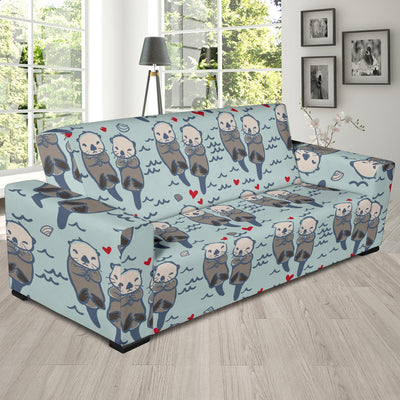 Sea Otter Pattern Print Design 03 Sofa Slipcover