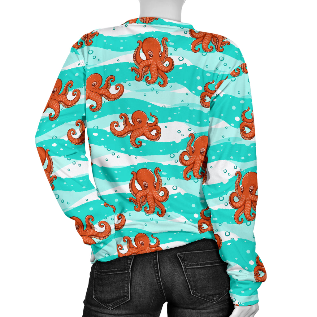 Octopus Cute Design Print Themed Women Long Sleeve Sweatshirt