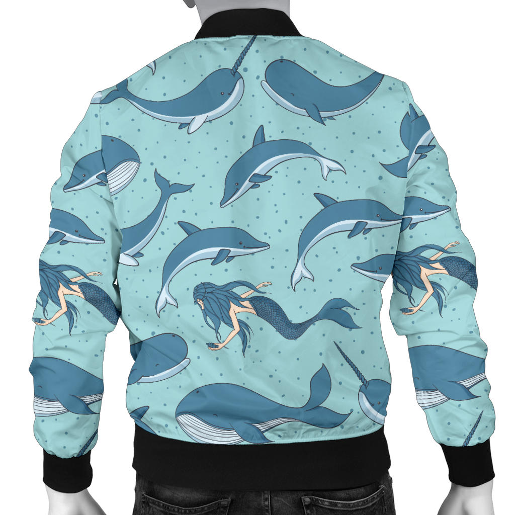 Narwhal Themed Print Men Bomber Jacket