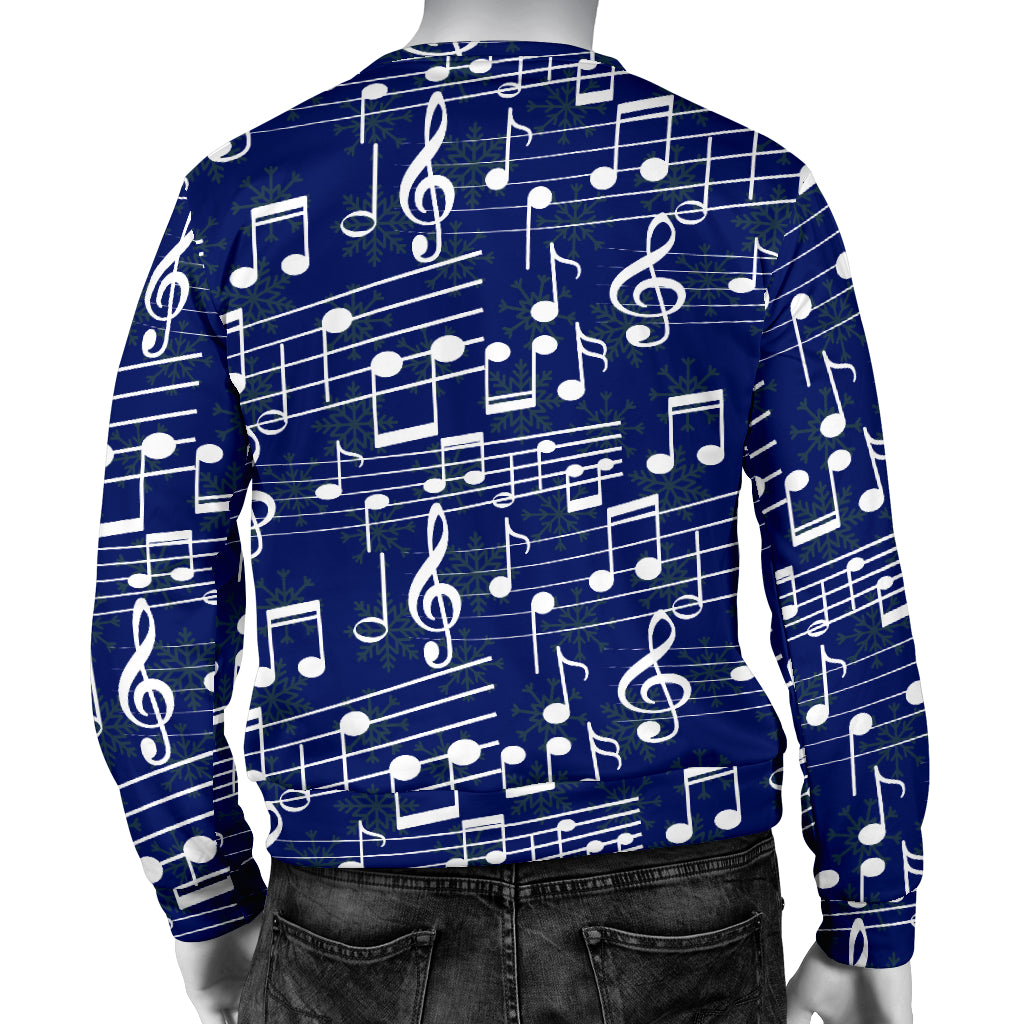 Music Note Blue Themed Print Men Long Sleeve Sweatshirt