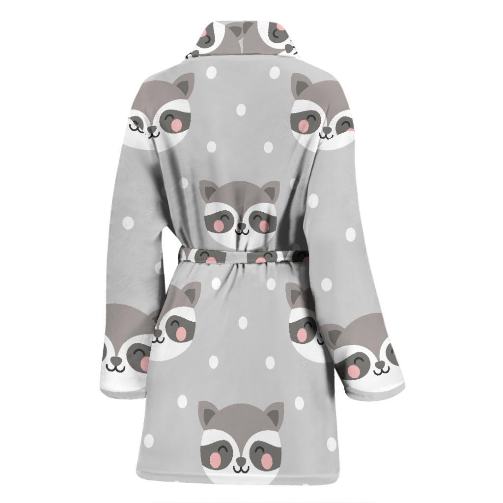 Raccoon Pattern Print Design A04 Women Bathrobe