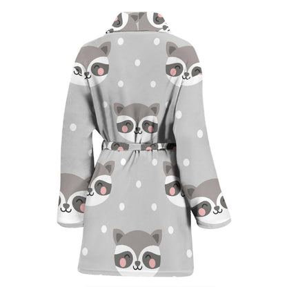 Raccoon Pattern Print Design A04 Women Bathrobe