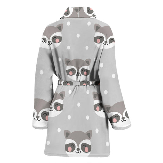 Raccoon Pattern Print Design A04 Women Bathrobe