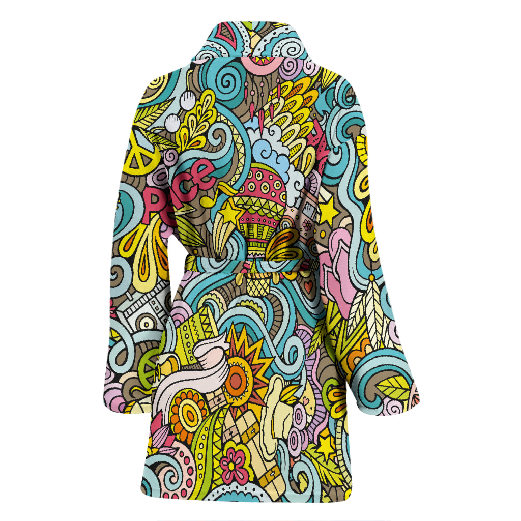 Hippie Print Design LKS301 Women Bathrobe