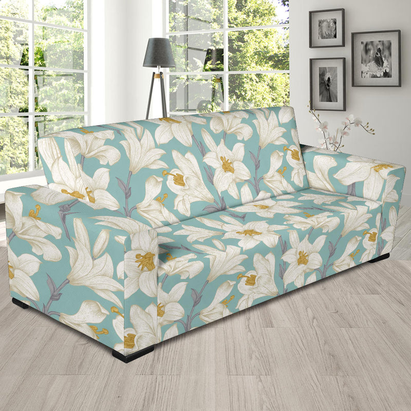 Lily Pattern Print Design 02 Sofa Slipcover