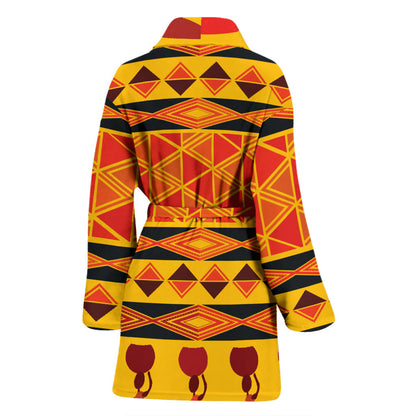 African Pattern Print Design 01 Women Bathrobe