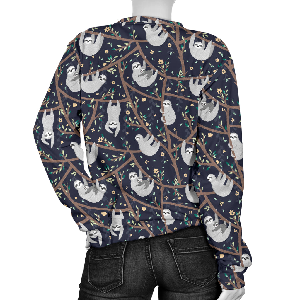 Sloth Happy Design Themed Print Women Long Sleeve Sweatshirt