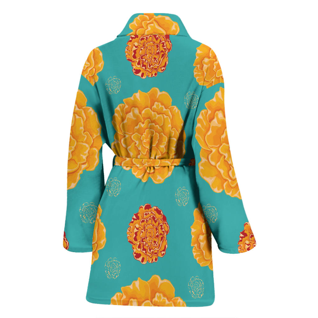 Marigold Pattern Print Design 02 Women Bathrobe