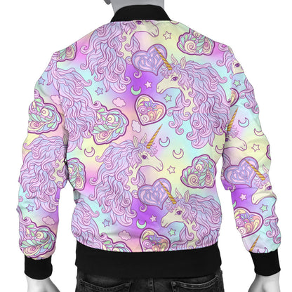 Unicorn Rainbow Star Heart Print Men Bomber Jacket