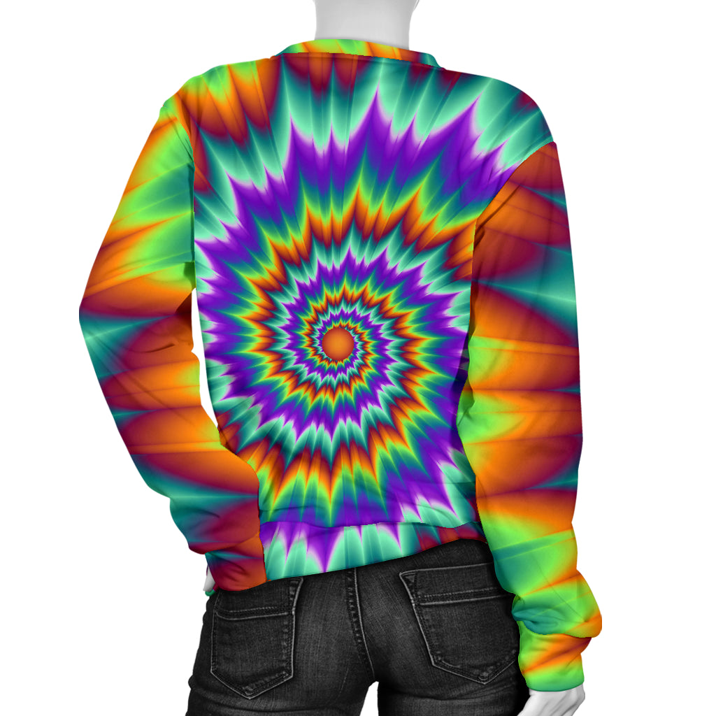 Optical illusion Pulsing fiery spirals Women Long Sleeve Sweatshirt
