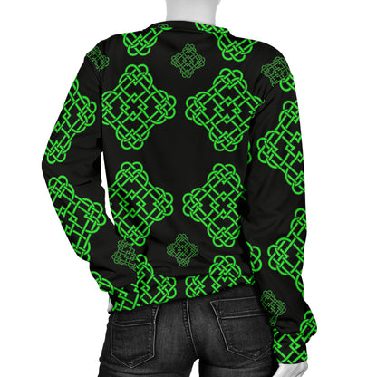Celtic Knot Green Neon Design Women Long Sleeve Sweatshirt