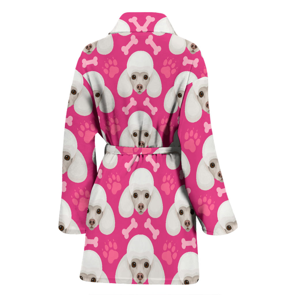 Poodle Pattern Print Design A04 Women Bathrobe