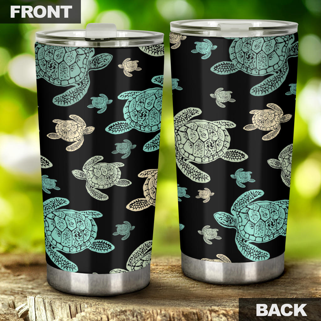 Sea Turtle Stamp Pattern Tumbler
