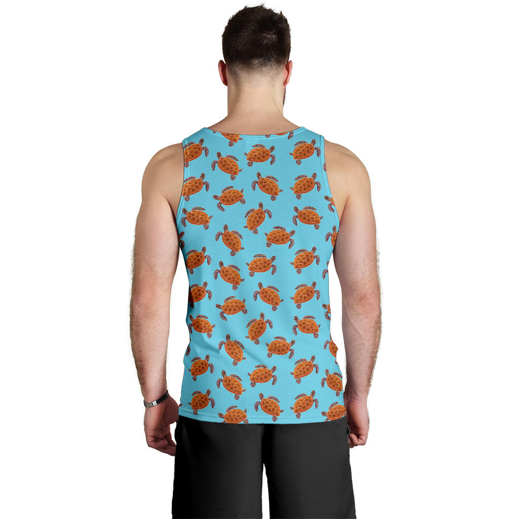 Brow Sea Turtle Print Pattern Men Tank Top