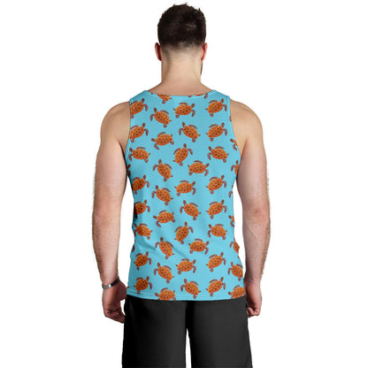 Brow Sea Turtle Print Pattern Men Tank Top