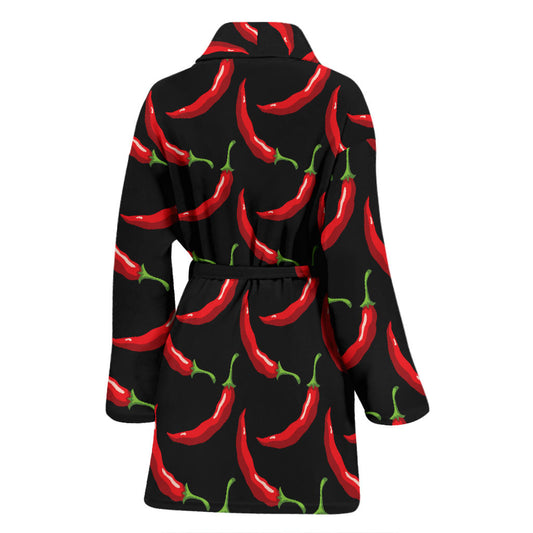Chilli Pepper Pattern Print Design 01 Women Bathrobe