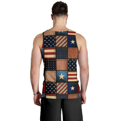 American flag Patchwork Design Men Tank Top