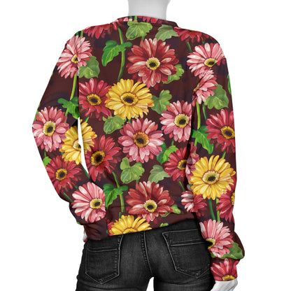 Daisy Gerbera Print Pattern Women Long Sleeve Sweatshirt
