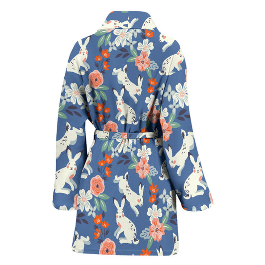 Bunny Pattern Print Design 07 Women Bathrobe