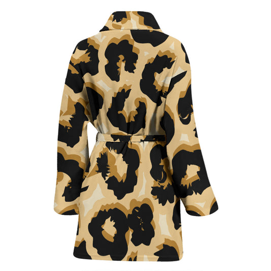 Jaguar Skin Pattern Print Design 02 Women Bathrobe