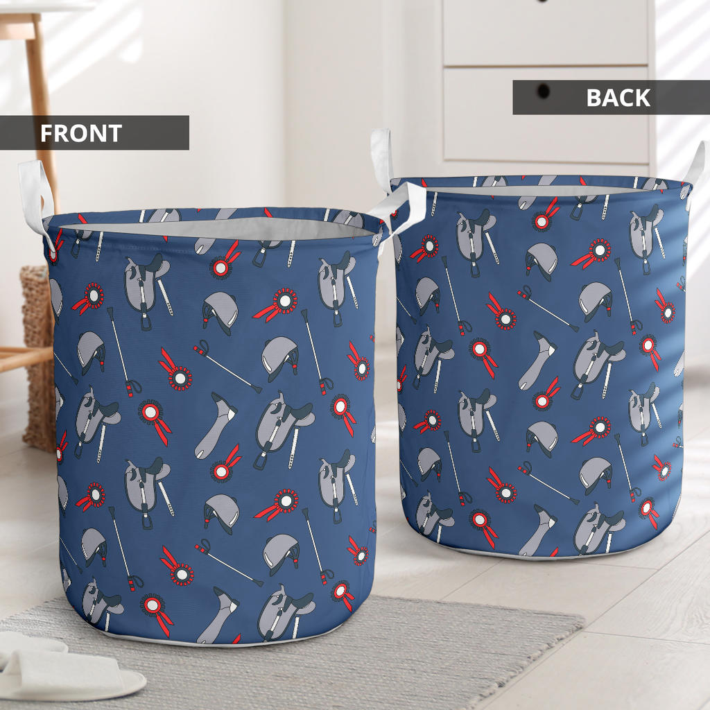 Equestrian Equipment Background Laundry Basket