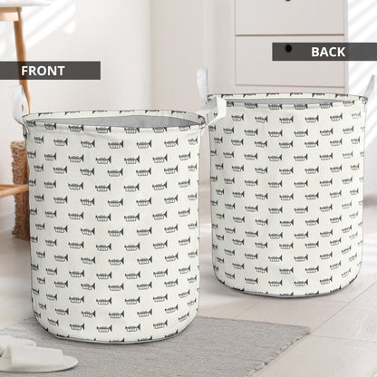 Trumpet Pattern Themed Print Laundry Basket
