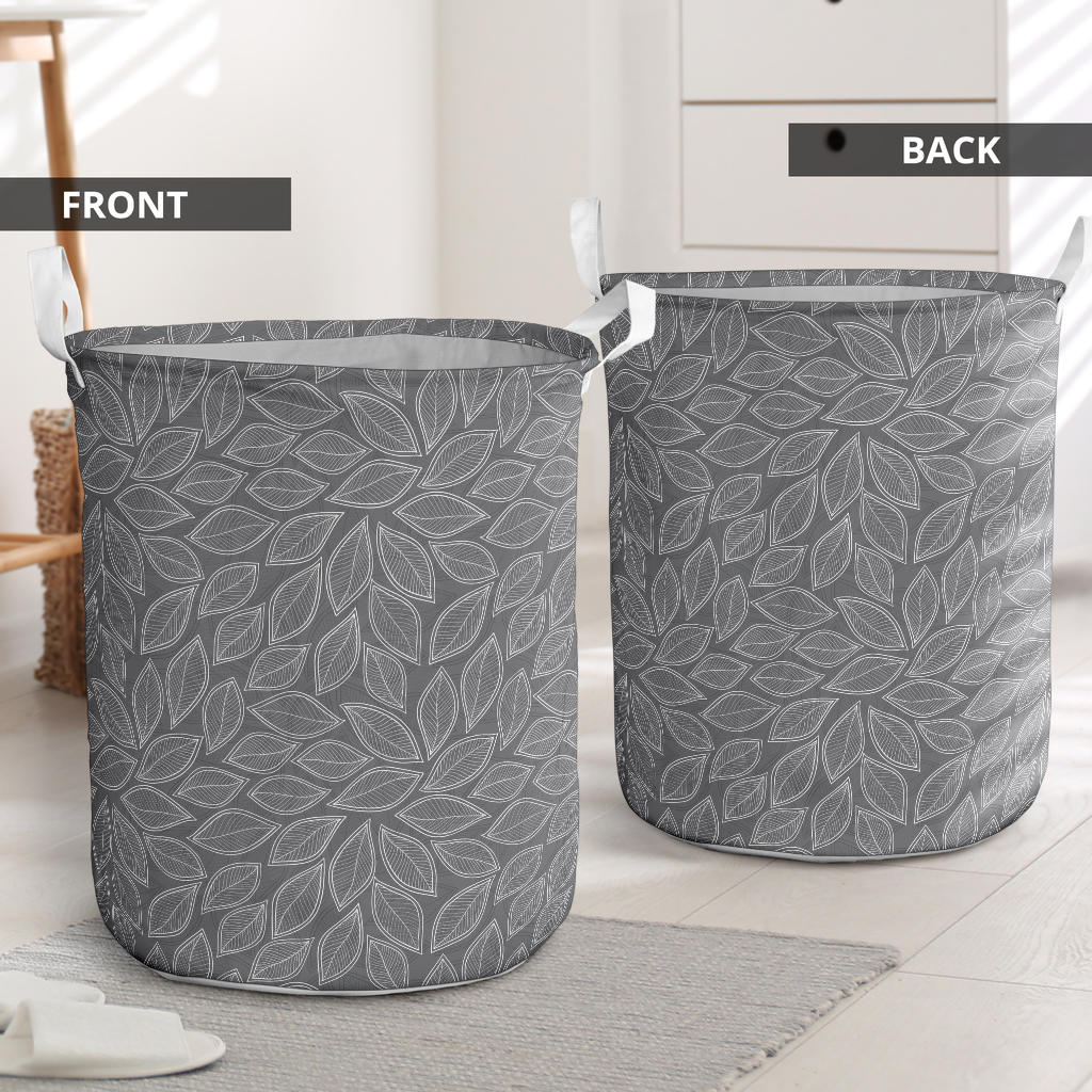 Elm Leave Grey Print Pattern Laundry Basket