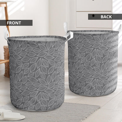 Elm Leave Grey Print Pattern Laundry Basket