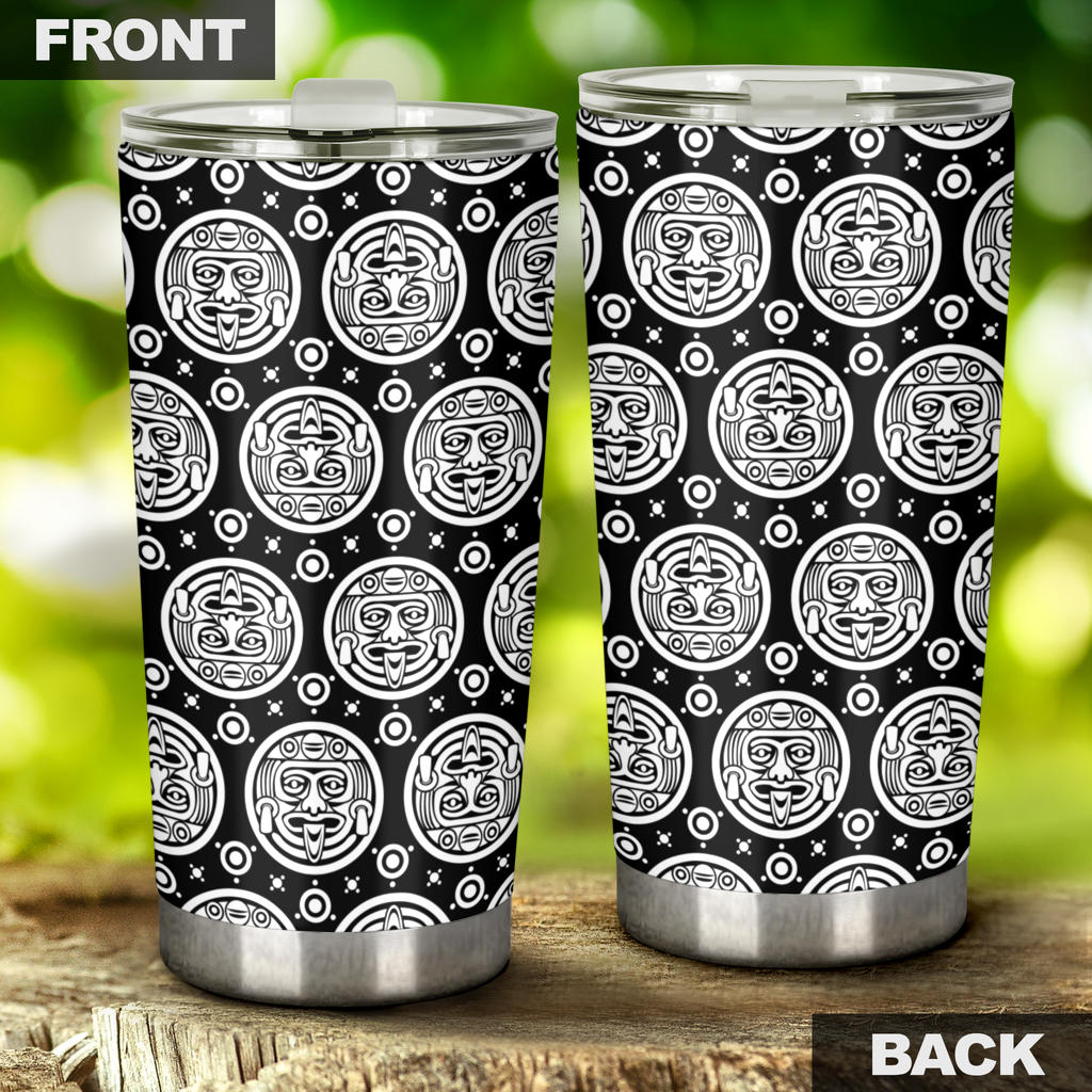 Calendar Aztec White Black Print Pattern Tumbler